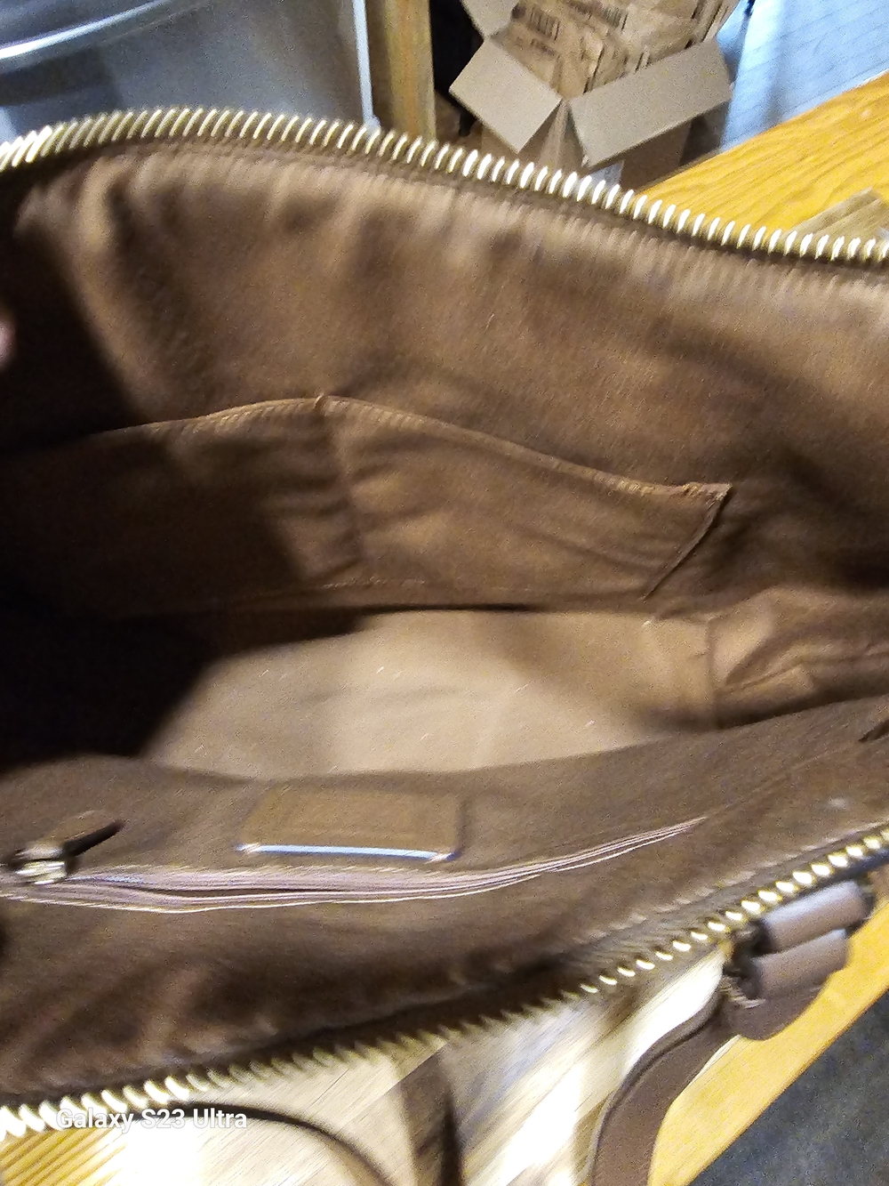 Coach Brown Signature Canvas Tote with Leather Trim - Picture 4 of 7
